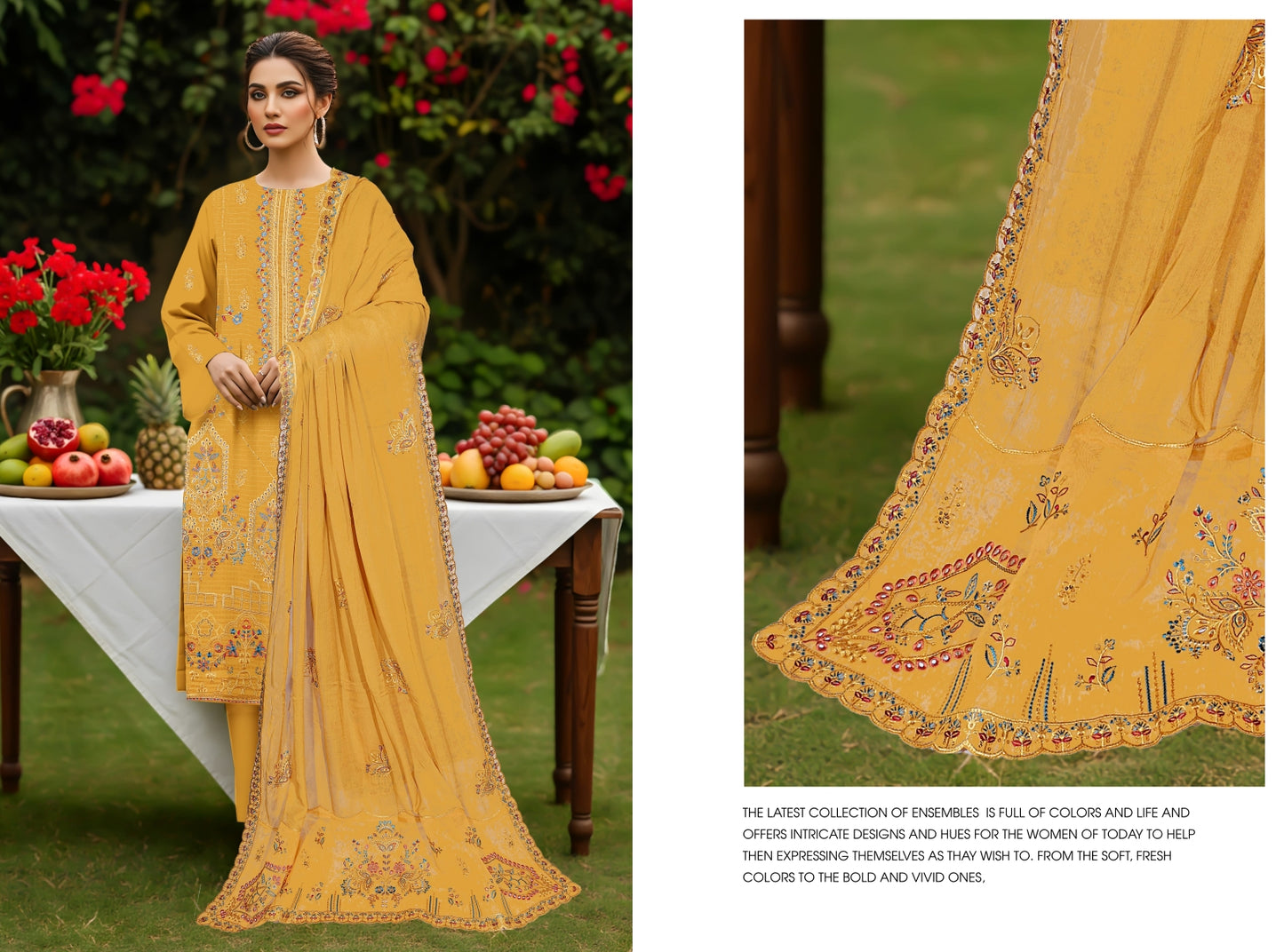UNSTITCHED EMBROIDERED VISCOSE 3PC