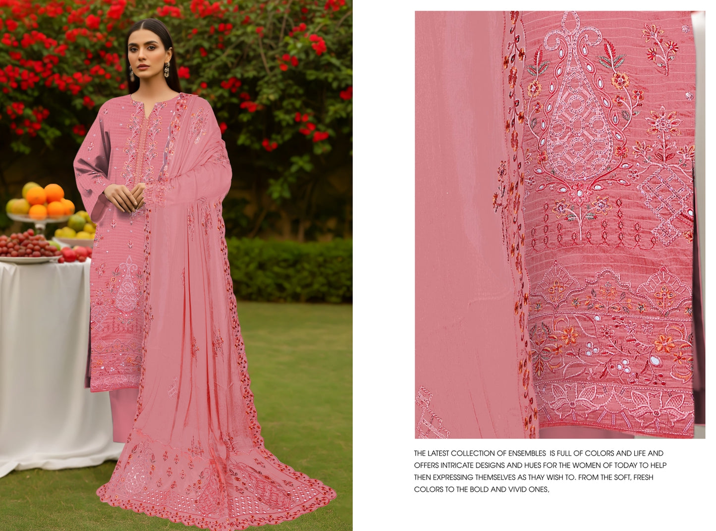 UNSTITCHED EMBROIDERED VISCOSE 3PC