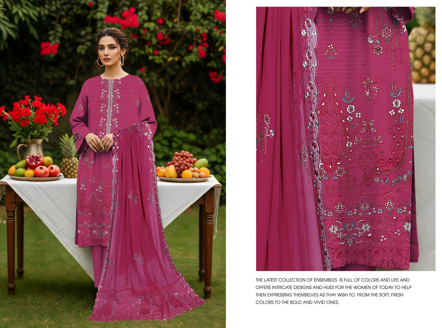 UNSTITCHED EMBROIDERED VISCOSE 3PC