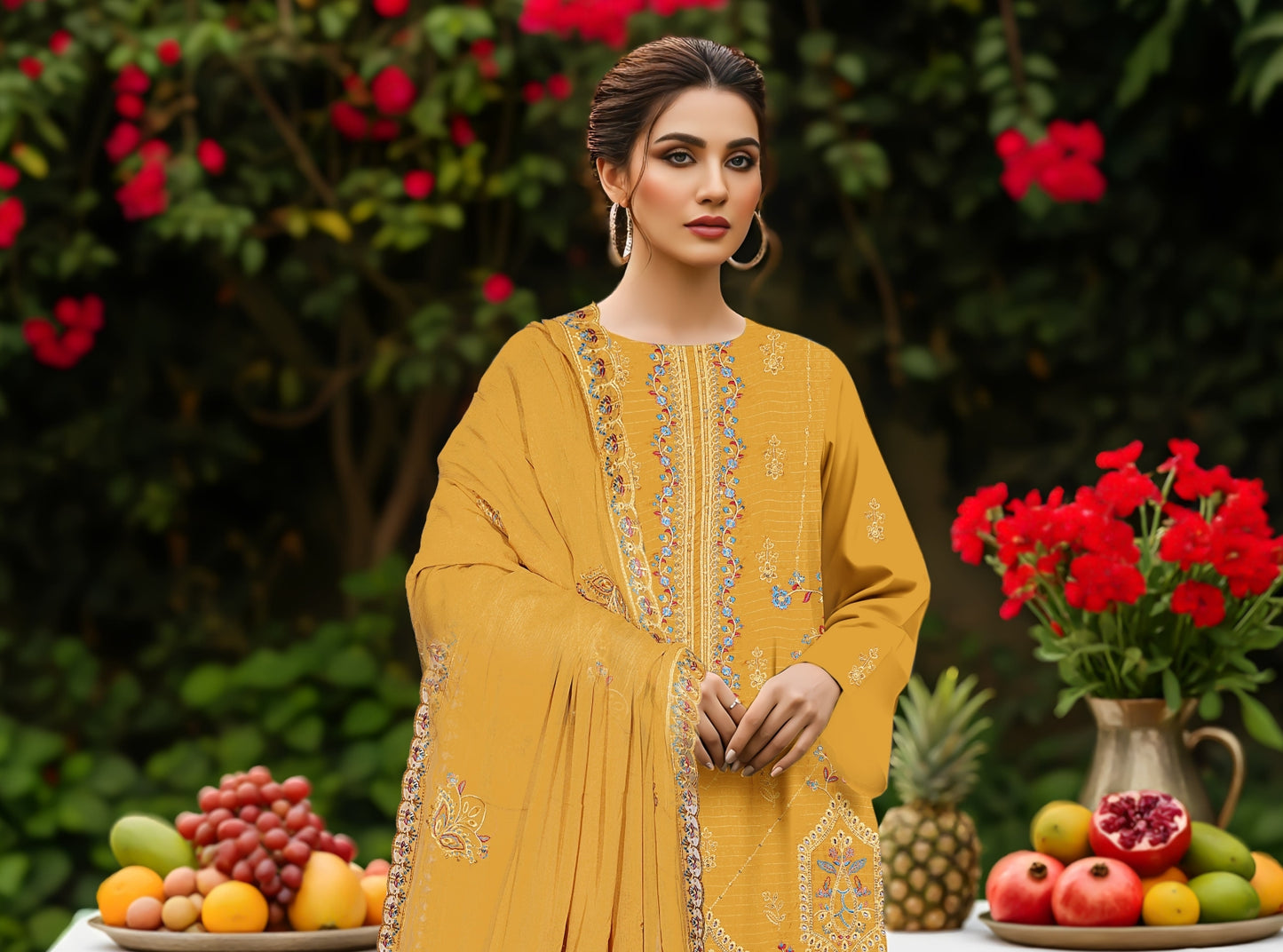 UNSTITCHED EMBROIDERED VISCOSE 3PC