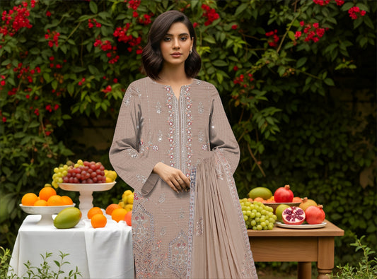 UNSTITCHED EMBROIDERED VISCOSE 3PC