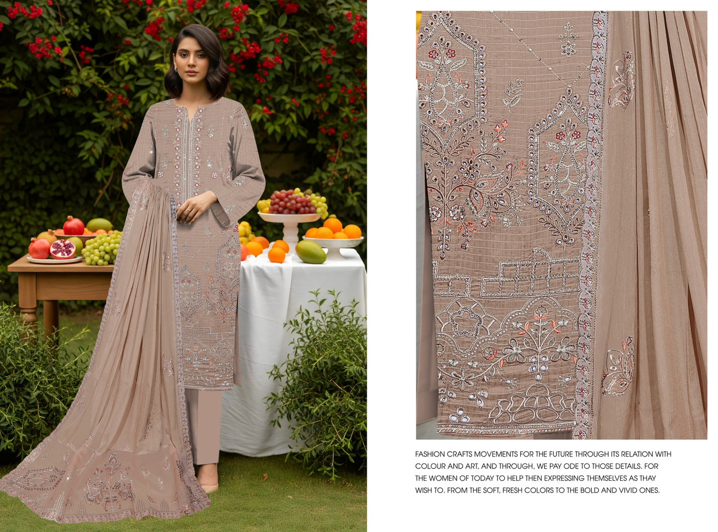 UNSTITCHED EMBROIDERED VISCOSE 3PC
