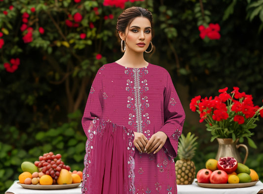 UNSTITCHED EMBROIDERED VISCOSE 3PC
