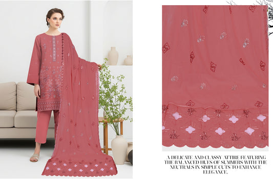 UNSTITCHED EMBROIDERED VISCOSE 3PC