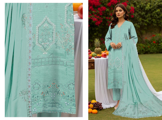 UNSTITCHED EMBROIDERED VISCOSE 3PC
