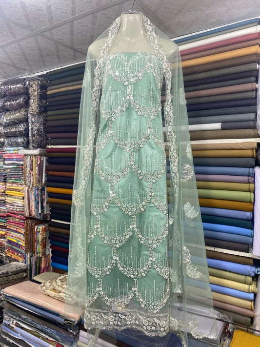 CUT DANA WORK ON NET CHIFFON