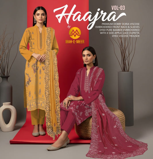 UNSTITCHED VISCOSE   HAAJRA BY MAH E MEER  VOL:-03