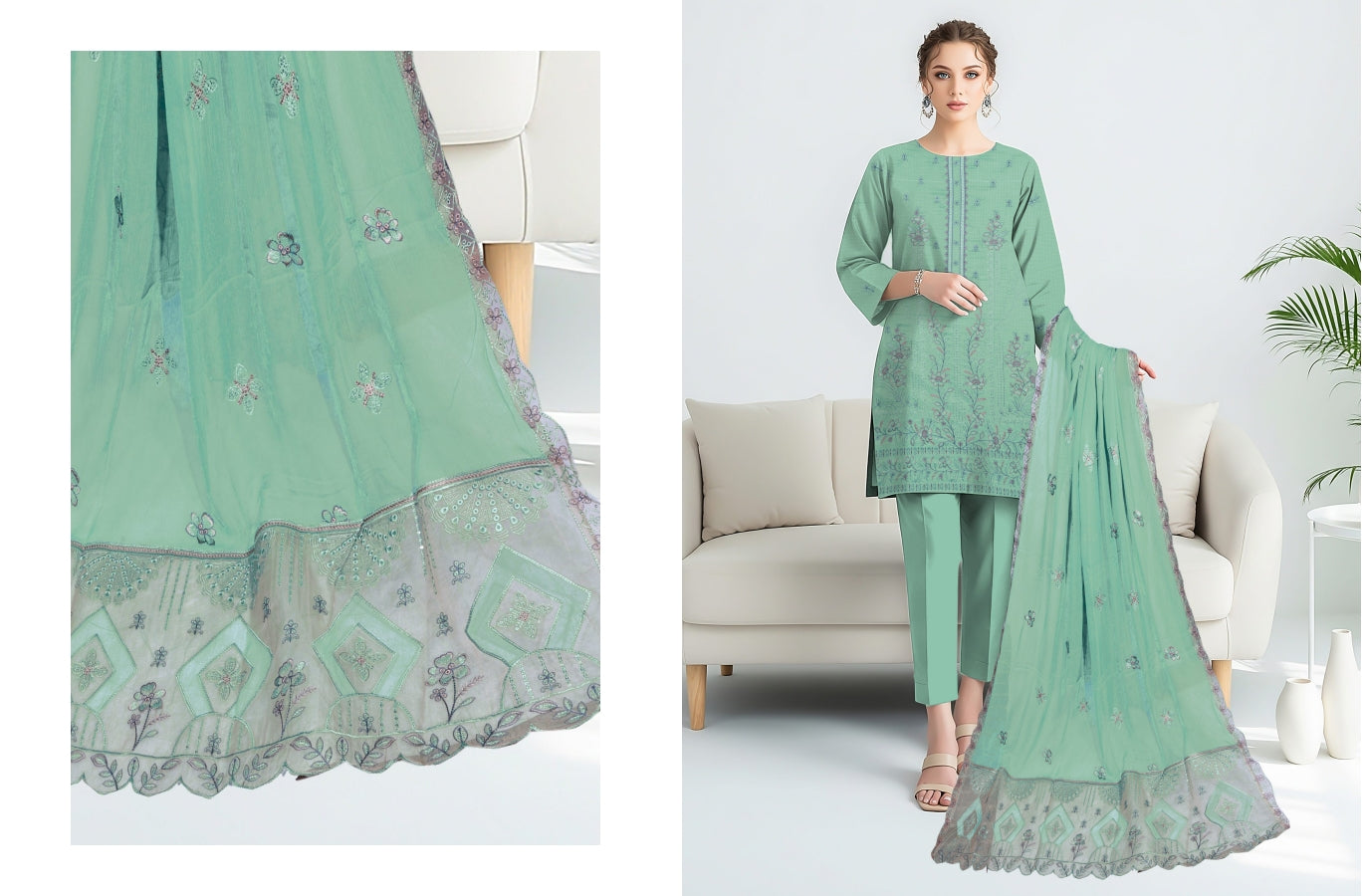UNSTITCHED EMBROIDERED VISCOSE 3PC