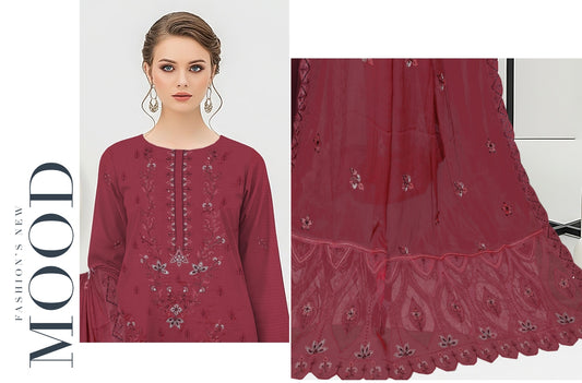UNSTITCHED EMBROIDERED VISCOSE 3PC